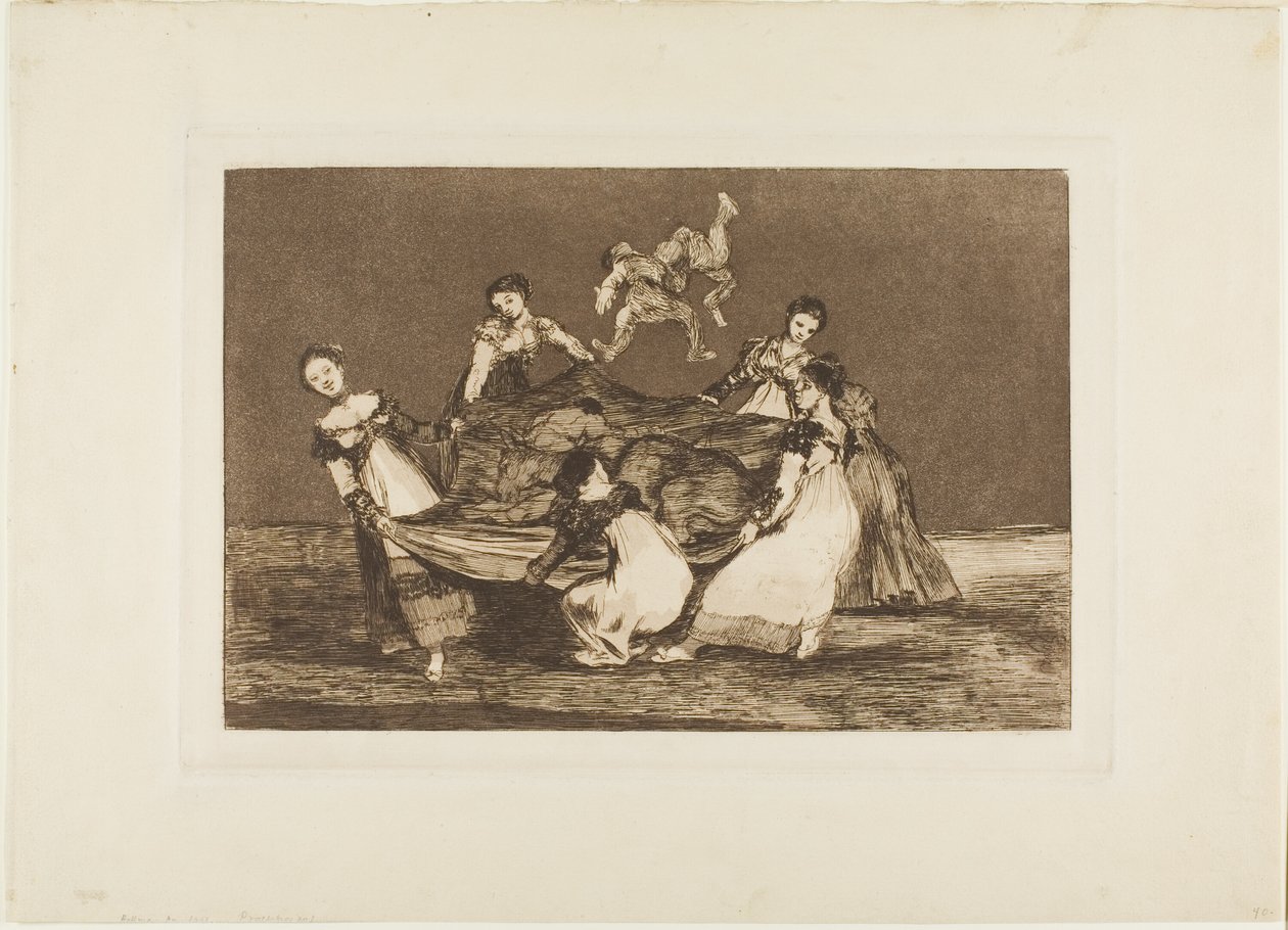 Těžší než mrtvý osel, deska 1 z Los Proverbios od Francisco Jose de Goya y Lucientes