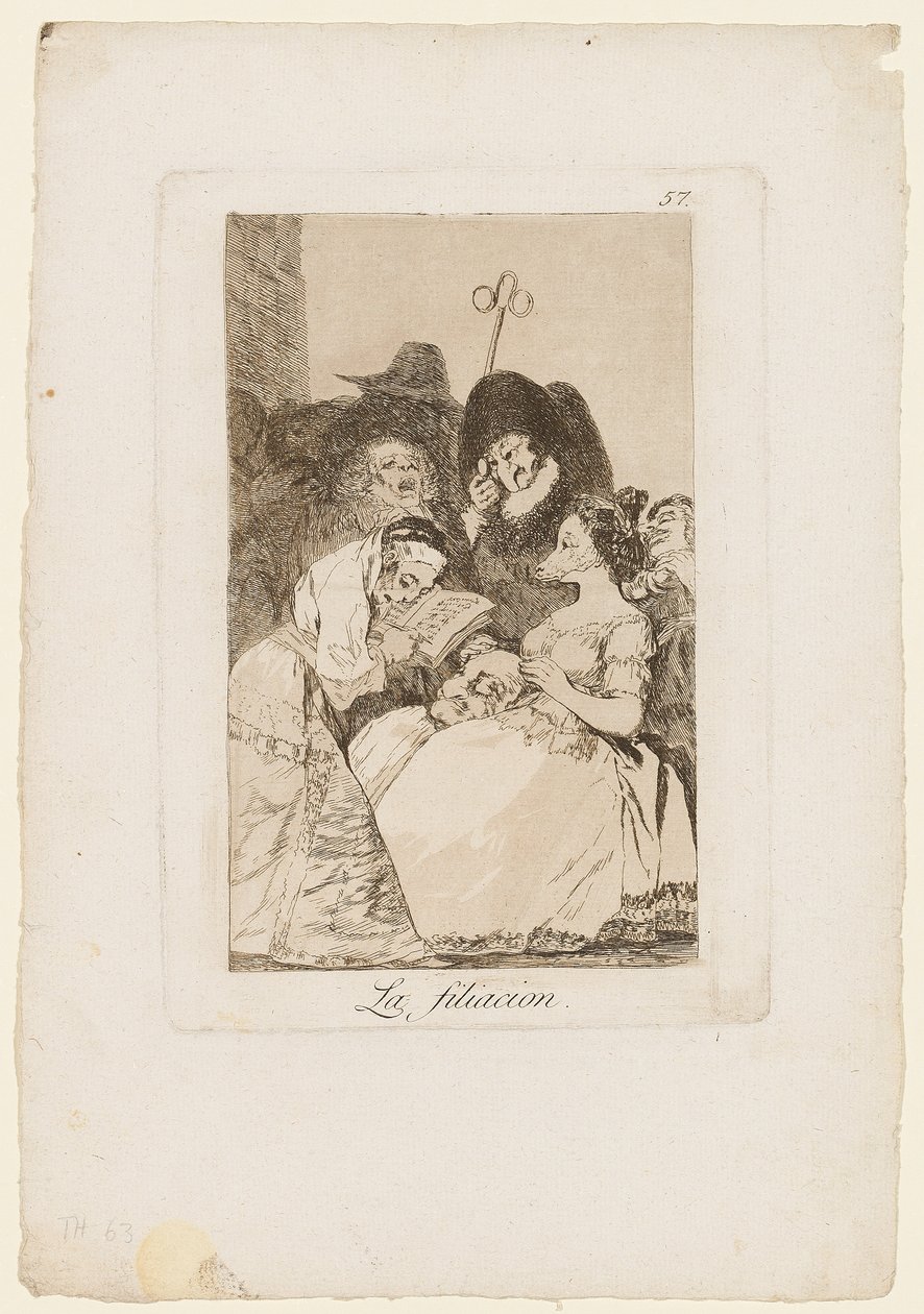 La Filiacion, deska z "Los Caprichos", 1799 od Francisco de Goya