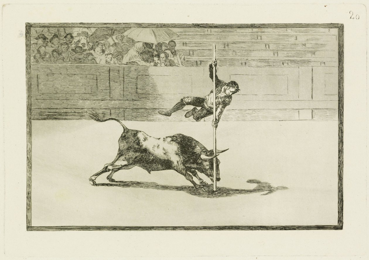 Lehkost a odvážnost Juanita Apianiho v madridské aréně / Obratnost a odvážnost Juanita Apianiho v madridské aréně (Tauromaquia 20) od Francisco Jose de Goya y Lucientes