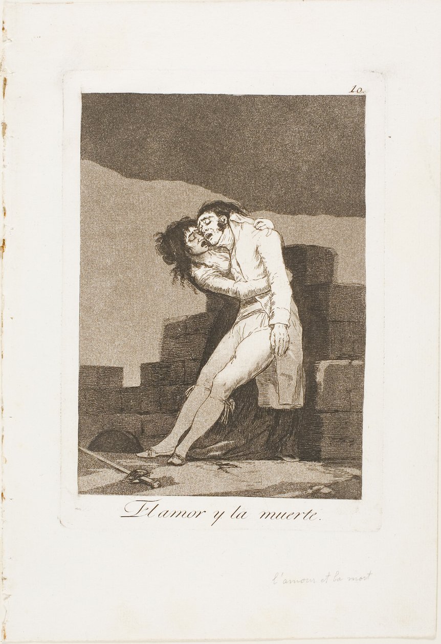 Láska a smrt, deska deset z Los Caprichos od Francisco Jose de Goya y Lucientes