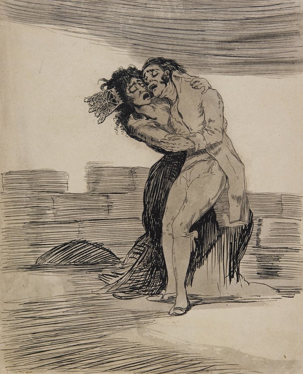 Objímající se muž a žena od Francisco Jose de Goya y Lucientes