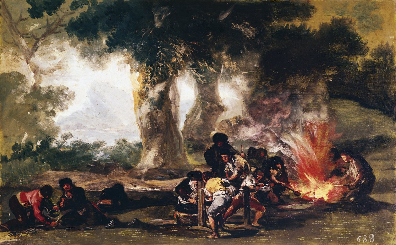 Výroba míčů v Sierra de Tardienda - Olej na plátně od Francisco de Goya