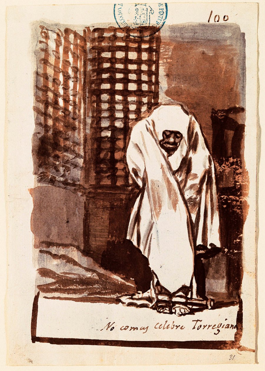 "Nejedl, slavný Torregiano"": umělec odsuzuje pozici inkvizice ve vztahu k vědcům. Lavaná kresba Francisco de Goya y Lucientes (1746-1828). 1803-1824. Madrid. Muzeum Prado. od Francisco Jose de Goya y Lucientes