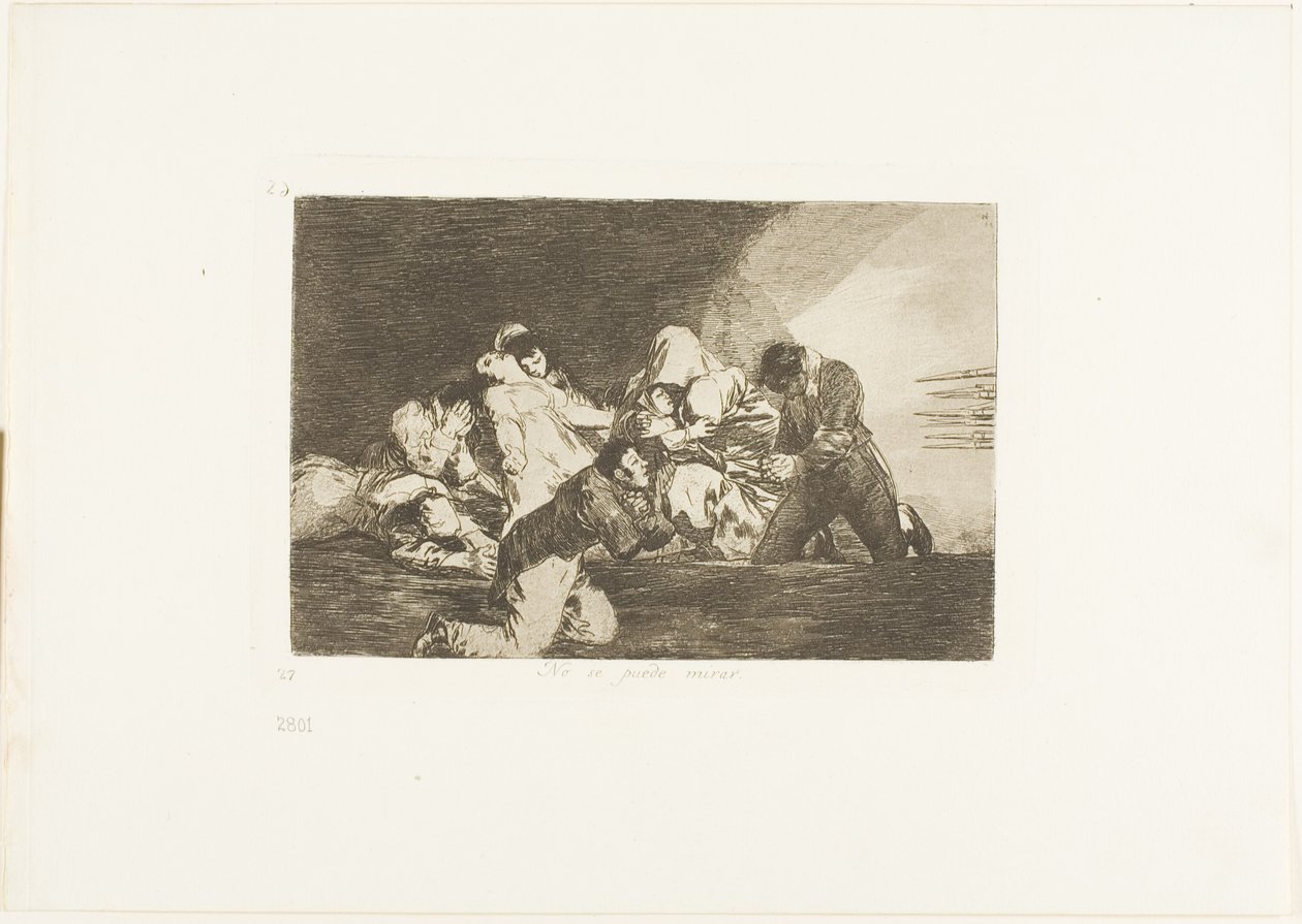 Člověk se nemůže dívat, deska 26 z knihy Válečné katastrofy od Francisco Jose de Goya y Lucientes