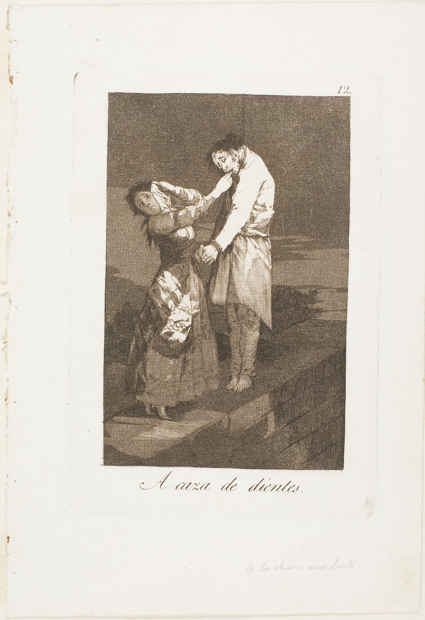 Out Hunting for Teeth, talíř dvanáct z Los Caprichos od Francisco Jose de Goya y Lucientes
