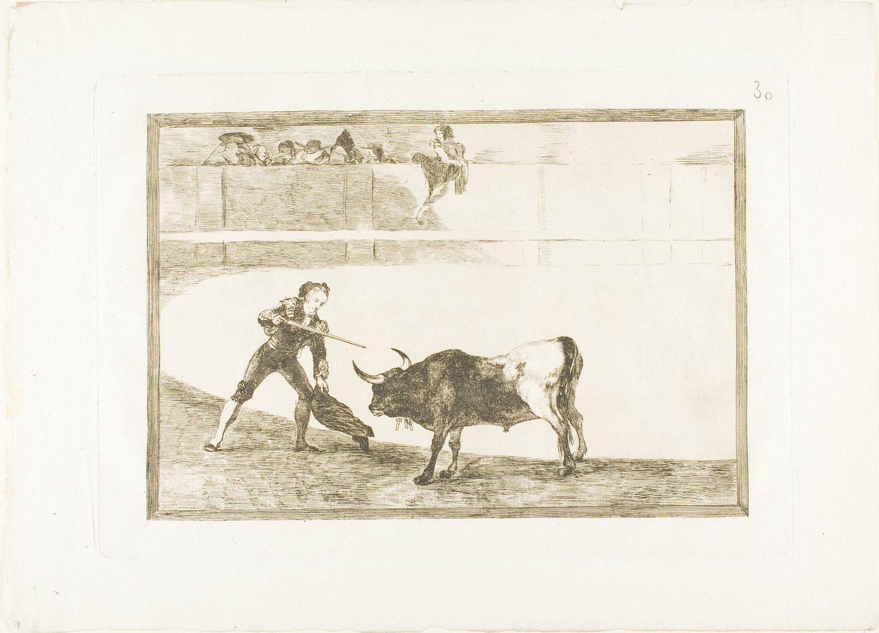 Pedro Romero zabíjí zastaveného býka, deska 30 z The Art of Bullfighting od Francisco Jose de Goya y Lucientes
