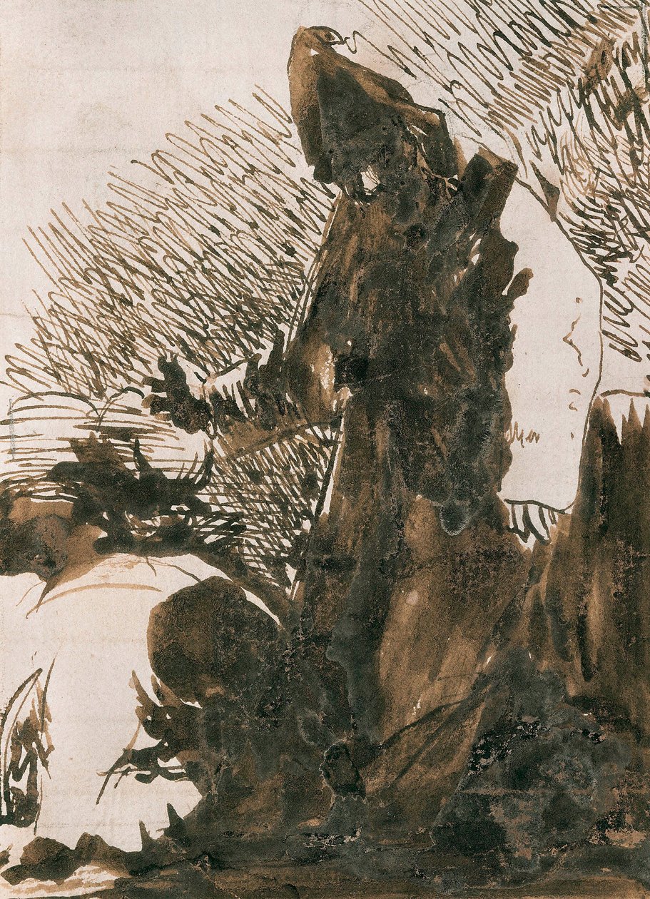 ""Postavy klanějící se před mnichem"". Lavaná kresba Francisco de Goya y Lucientes (1746-1828). 1820. Madrid. Muzeum Prado. od Francisco Jose de Goya y Lucientes