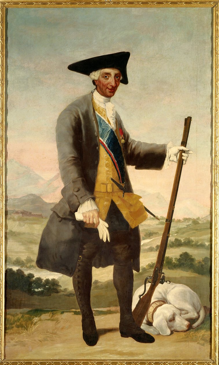 Portrét na nohou Karla III. (1716-1788) jako lovce, syna Filipa V. Malba Francisca de Goyi (1746-1828) olej na plátně od Francisco de Goya
