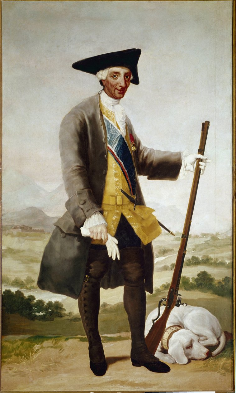 Portrét Karla III. a Huntera. (olej na plátně od Francisco de Goya