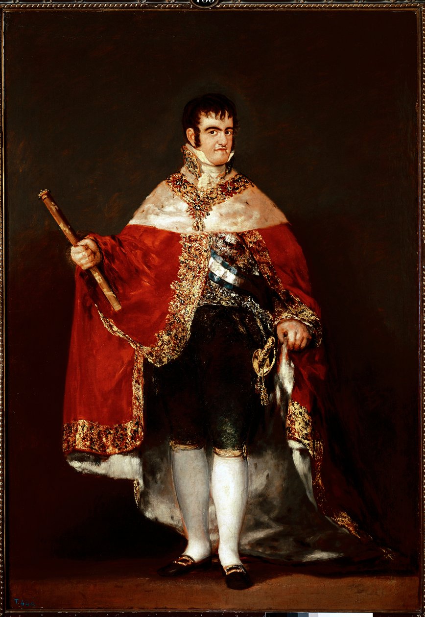 Portrét krále Ferdinanda VII. v královském kostýmu (olej na plátně, cca 1815) od Francisco de Goya