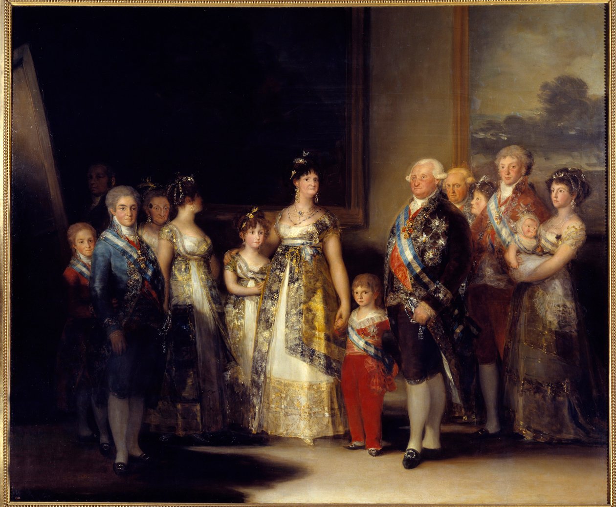 Portrét španělského krále Karla IV. (1748-1819) a jeho rodiny V centru královna Marie Louise de Bourbon-Parma (1751-1819). Obraz Francisco de Goya y Lucientes (1746-1828) od Francisco de Goya