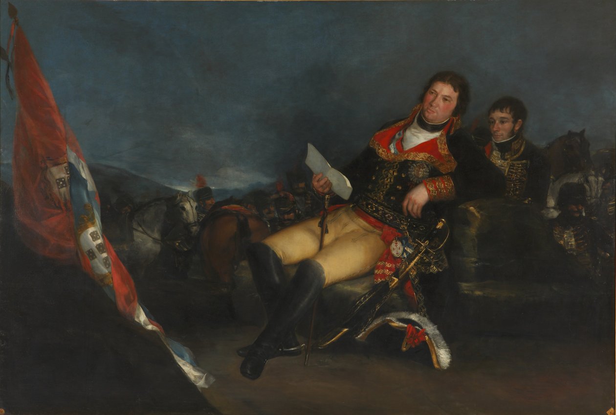 Portrét Manuela Godoye, přezdívaného Princ míru. Detail. (olej na plátně od Francisco de Goya