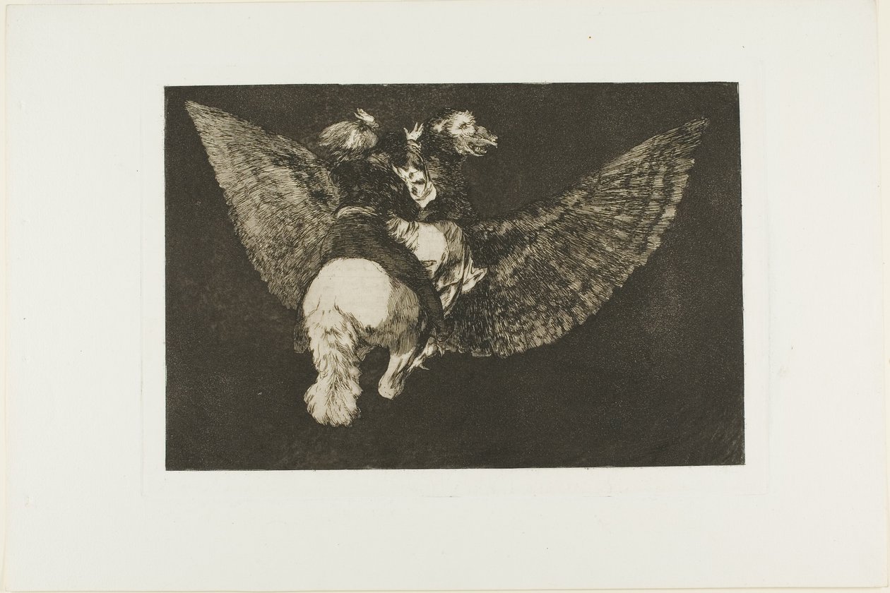 Zřekněte se přítele, který vás zakrývá křídly a kouše vás zobákem, deska 5 z Los Proverbios od Francisco Jose de Goya y Lucientes