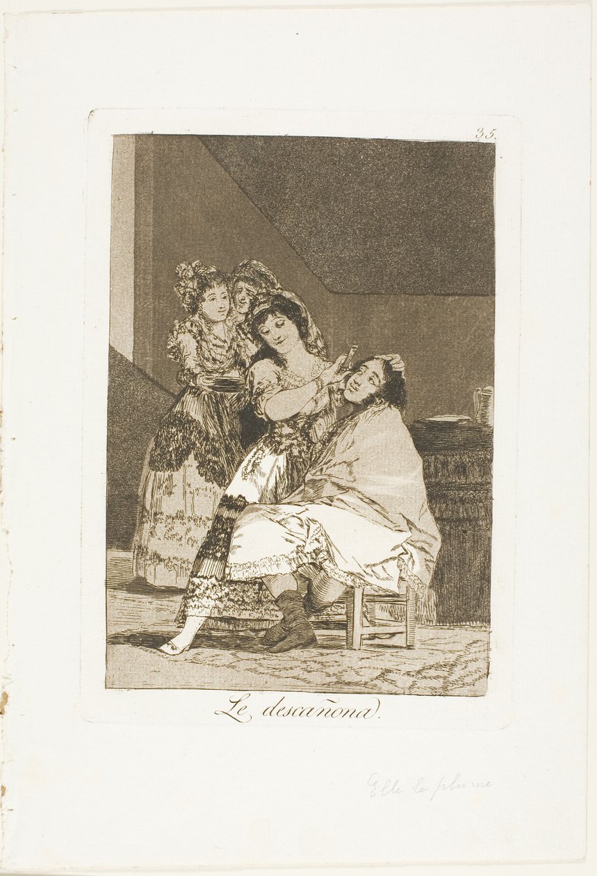 Ona ho ošuká, deska 35 z Los Caprichos od Francisco Jose de Goya y Lucientes