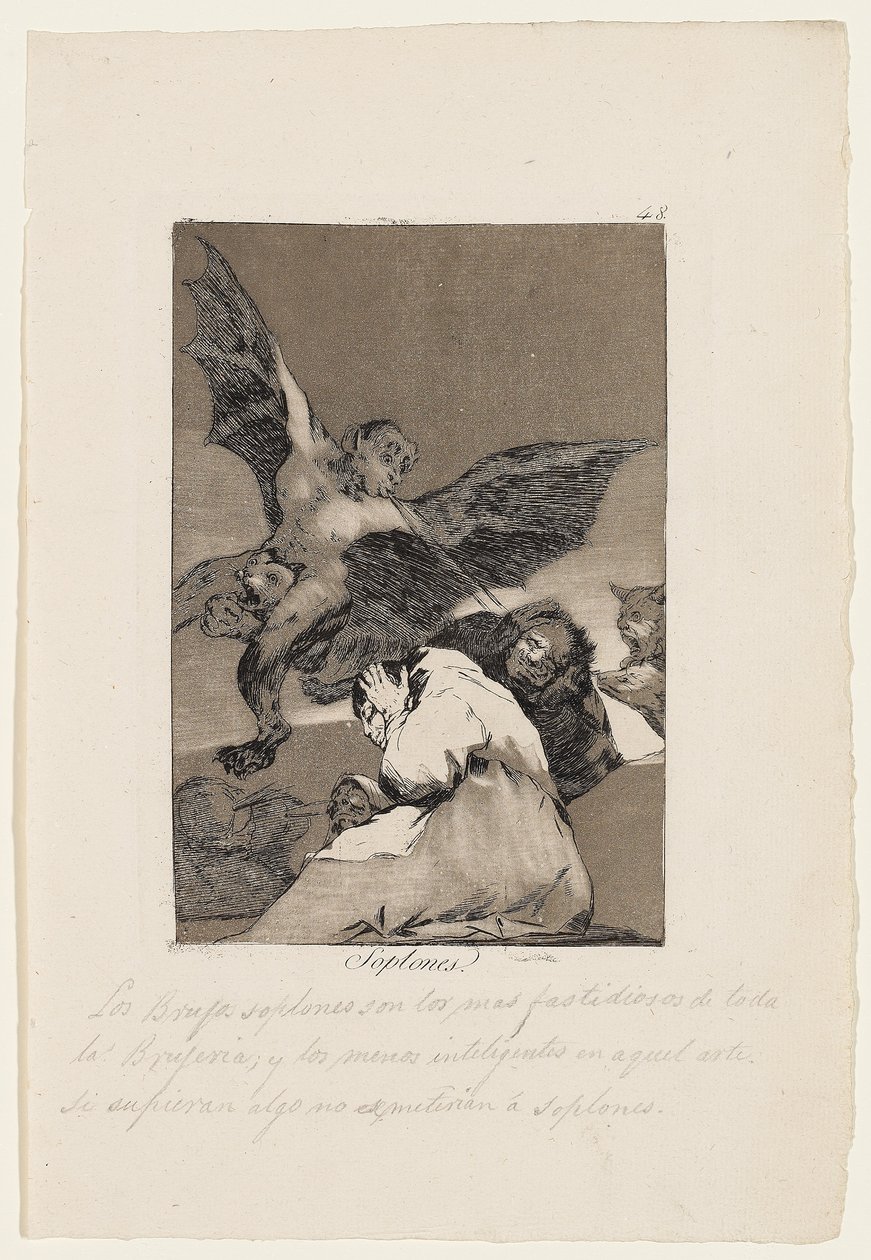Soplones, deska z "Los Caprichos", 1799 od Francisco de Goya
