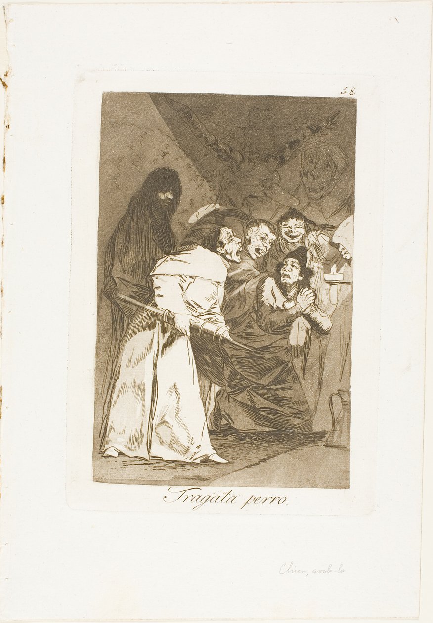 Spolkněte to, pes, talíř 58 z Los Caprichos od Francisco Jose de Goya y Lucientes