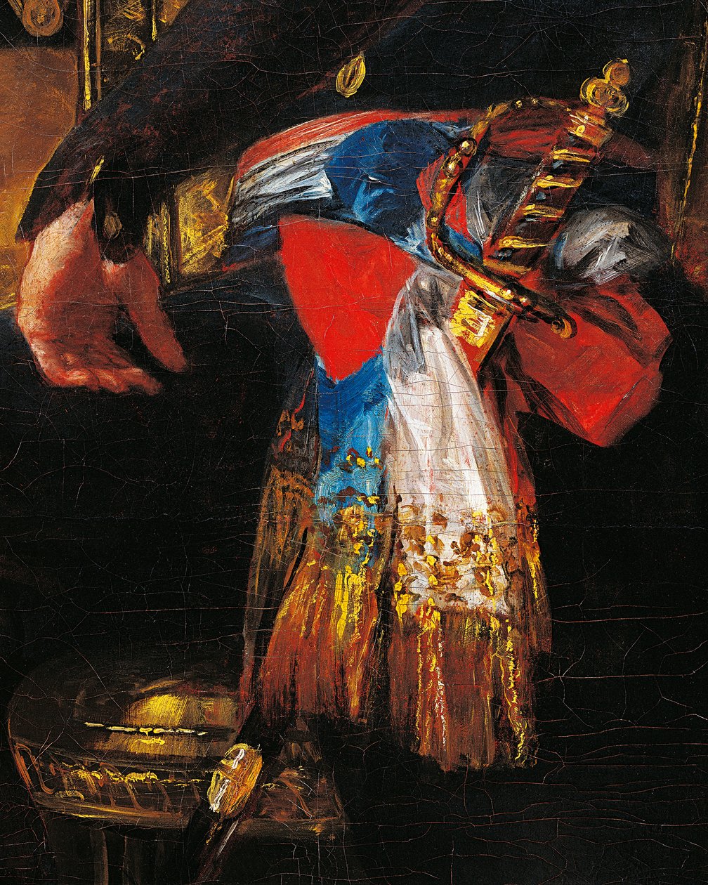 Meč a šerpa, detail z portrétu Ferdinanda Guillemardeta, francouzského velvyslance ve Španělsku v letech 1798 až 1800 od Francisca de Goya (1746-1828), olej na plátně od Francisco Jose de Goya y Lucientes
