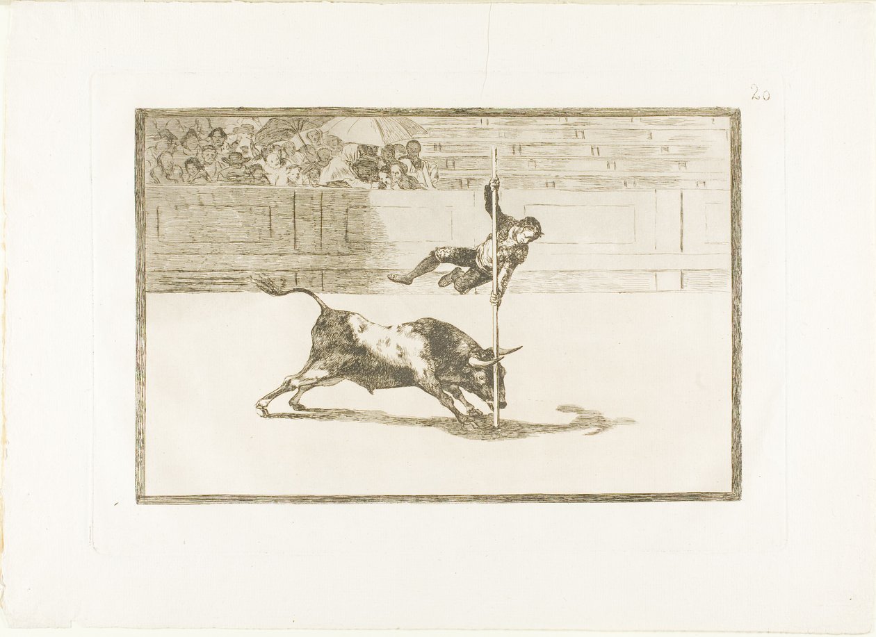 Hbitost a odvaha Juanita Apinaniho v ringu v Madridu, deska 20 z The Art of Bullfighting od Francisco Jose de Goya y Lucientes