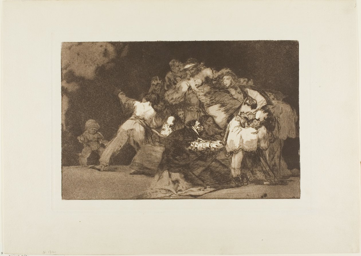 Drápy kočky a šaty oddaného - podobně jako neřest bývá oděna do hábitu ctnosti, deska 9 z Los Proverbios. od Francisco Jose de Goya y Lucientes