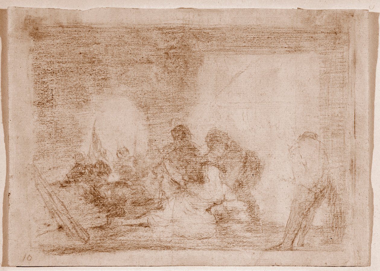 The Disasters of War: Muž svědek znásilnění své ženy (Kresba od Francisco de Goya