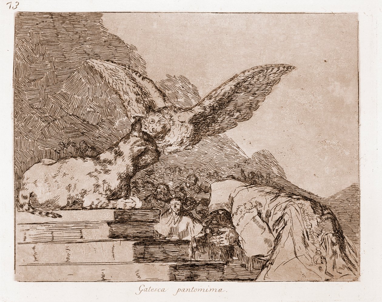 The Disasters of War: Cat Pantomima (lept z přípravné kresby od Francisco de Goya
