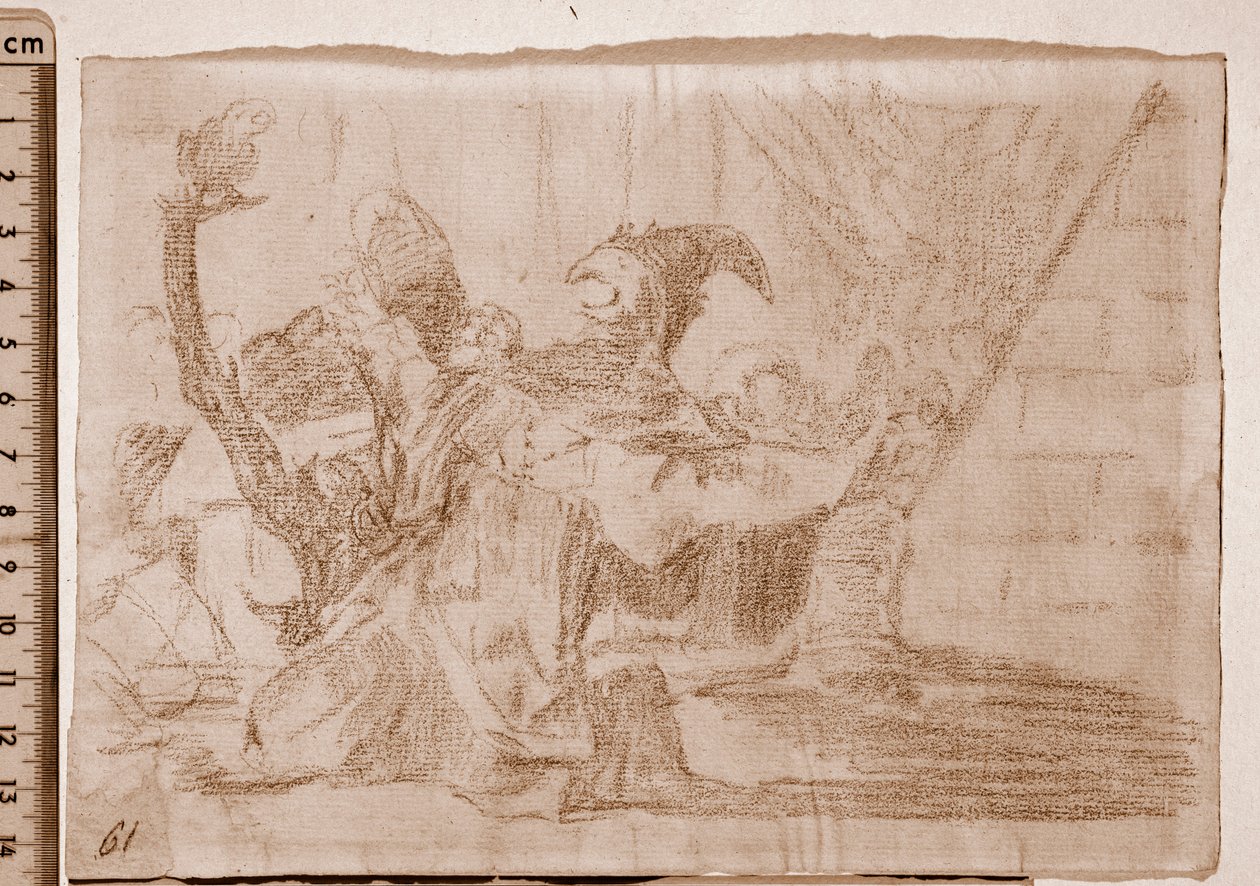 The Disasters of War: Farandole of šarlatánů (přípravná kresba od Francisco de Goya