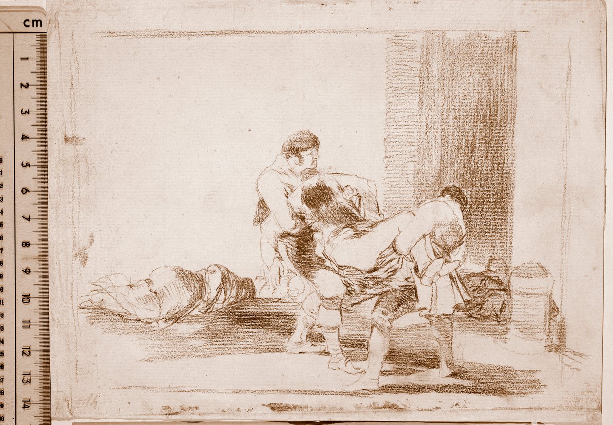 Válečné katastrofy: Na hřbitově (Přípravná kresba od Francisco de Goya