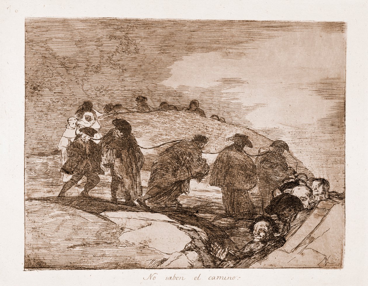 The Disasters of War: Neznají cestu (lept z přípravné kresby od Francisco de Goya
