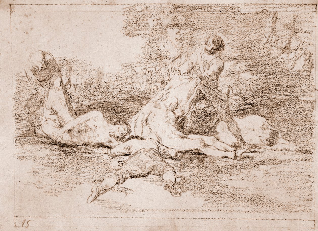 The Disasters of War : Využívají toho (přípravná kresba od Francisco de Goya