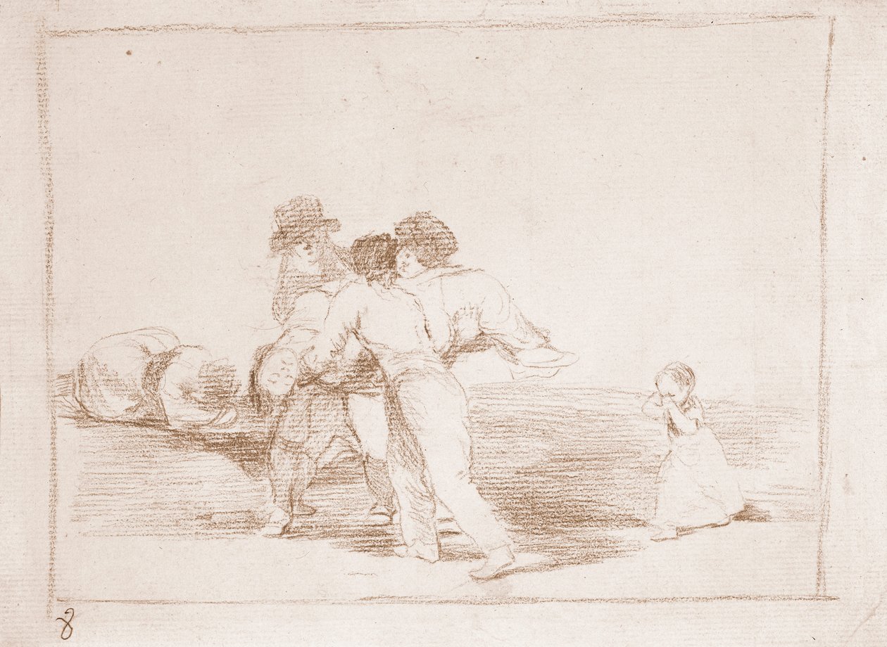 The Disasters of War: Unhappy Mother (přípravná kresba od Francisco de Goya