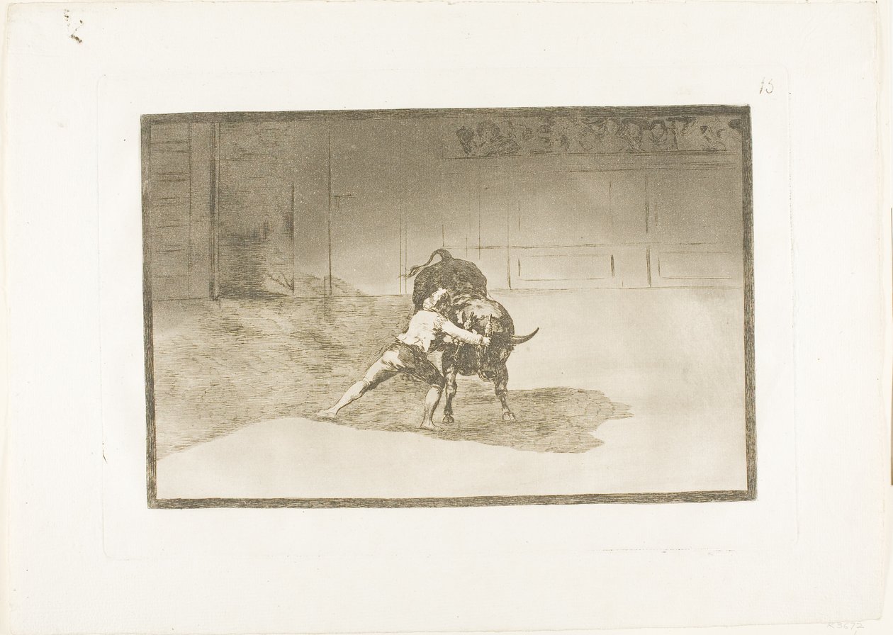 Slavný Martincho umisťuje banderillas, hraje si na býka pohybem svého těla, deska 15 z The Art of Bullfighting od Francisco Jose de Goya y Lucientes