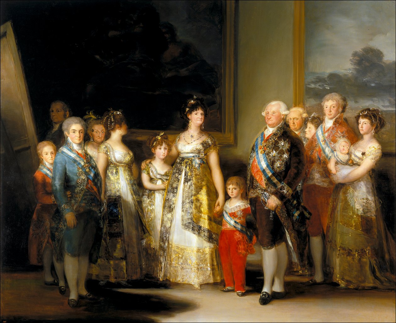 Španělský král a královna Karel IV. a Marie Luisa s rodinou od Francisco de Goya