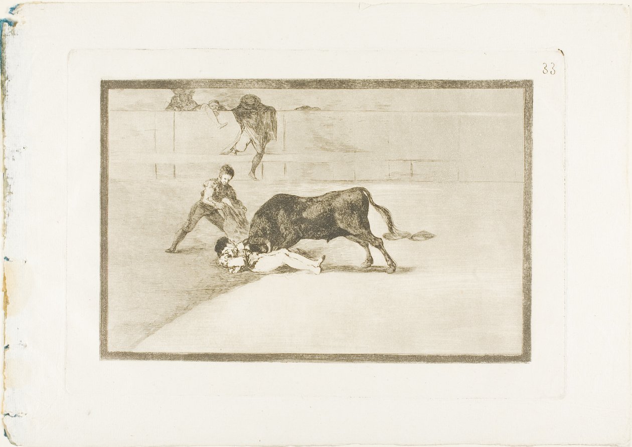Nešťastná smrt Pepe Illa v ringu v Madridu, deska 33 z The Art of Bullfighting od Francisco Jose de Goya y Lucientes