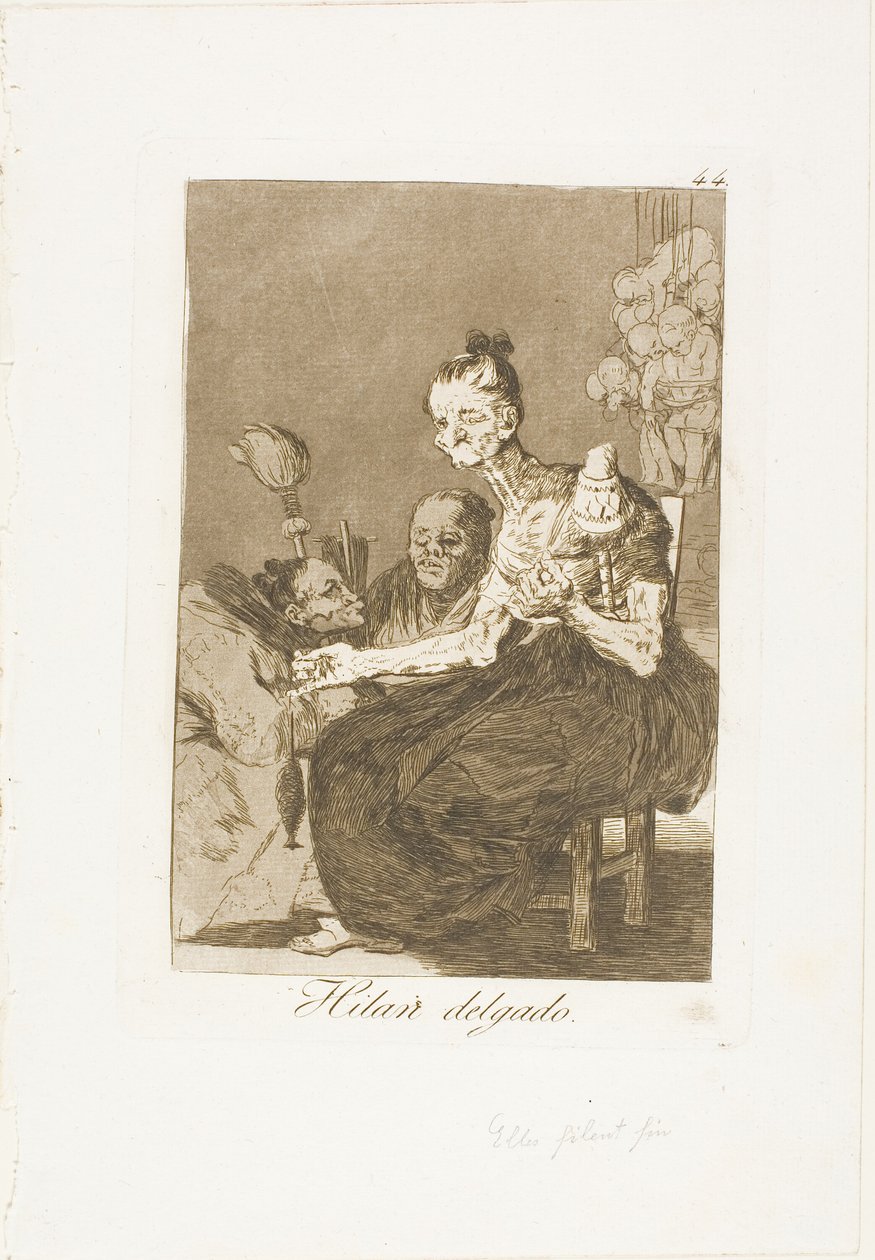 Oni Spin Finely, deska 44 z Los Caprichos od Francisco Jose de Goya y Lucientes