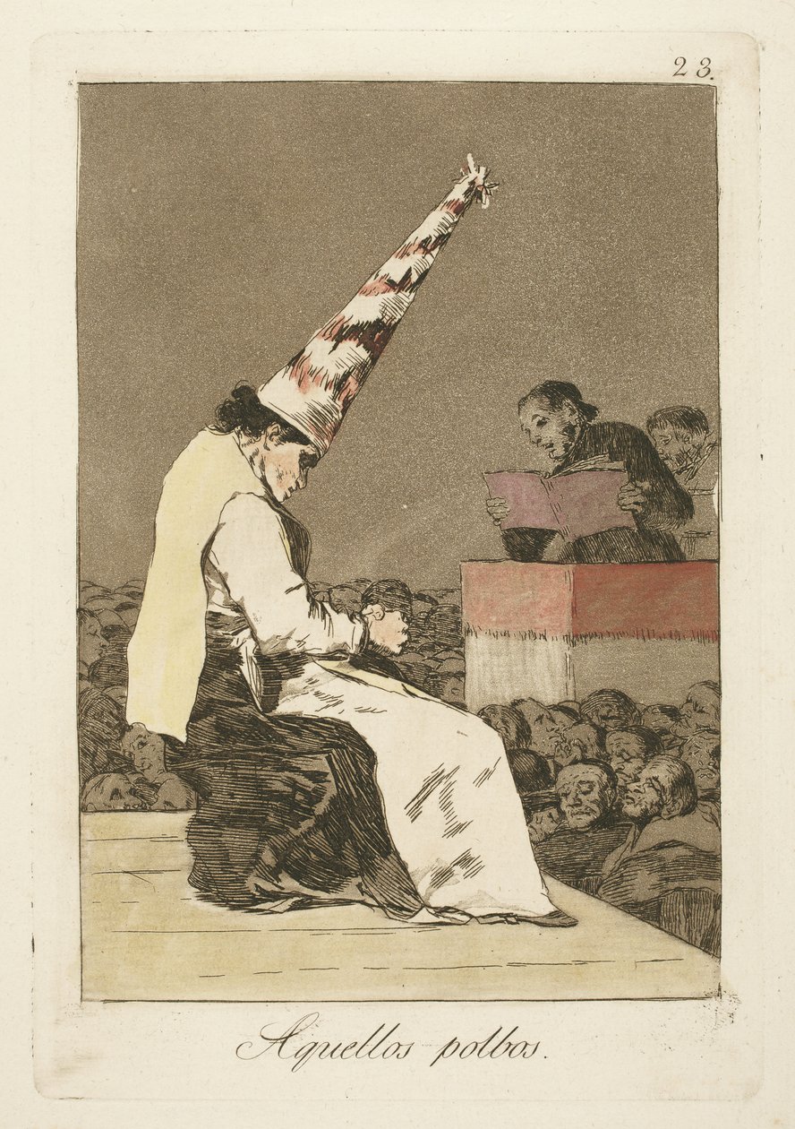 Ty skvrny prachu, deska 23 z "Los Caprichos" od Francisco de Goya