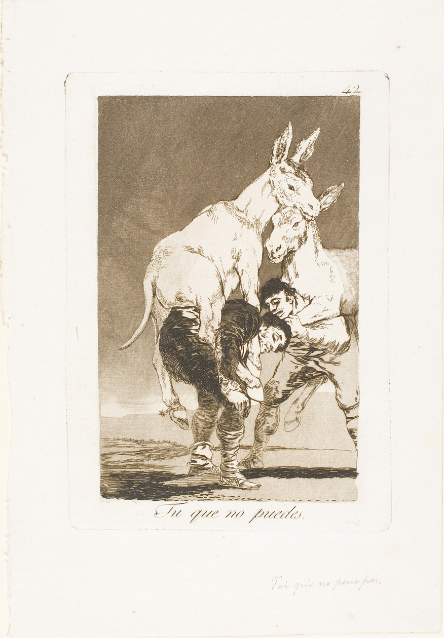 Thou Who Canst Not, deska 42 z Los Caprichos od Francisco Jose de Goya y Lucientes