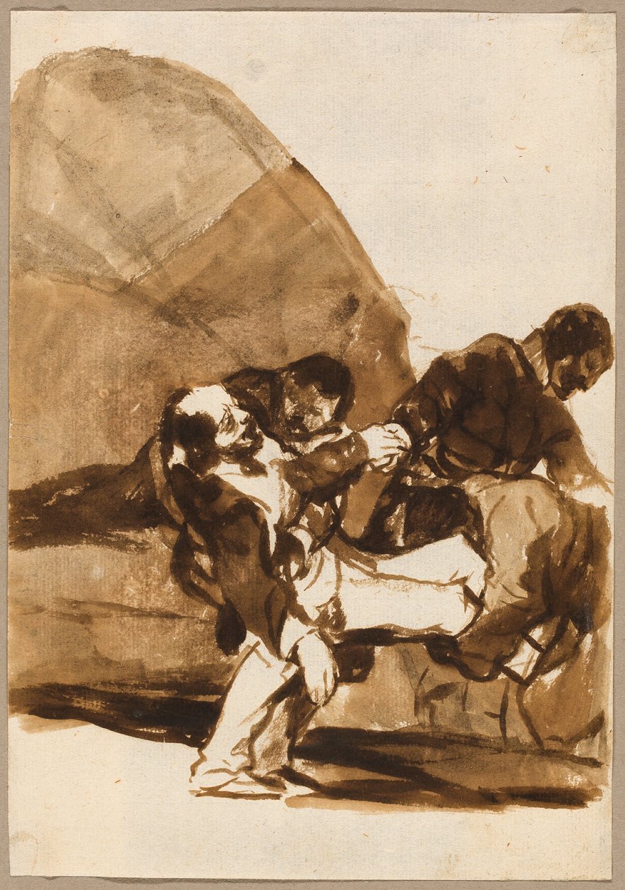 Tři muži nesoucí zraněného vojáka, z alba F Obrázky Španělska od Francisco Jose de Goya y Lucientes