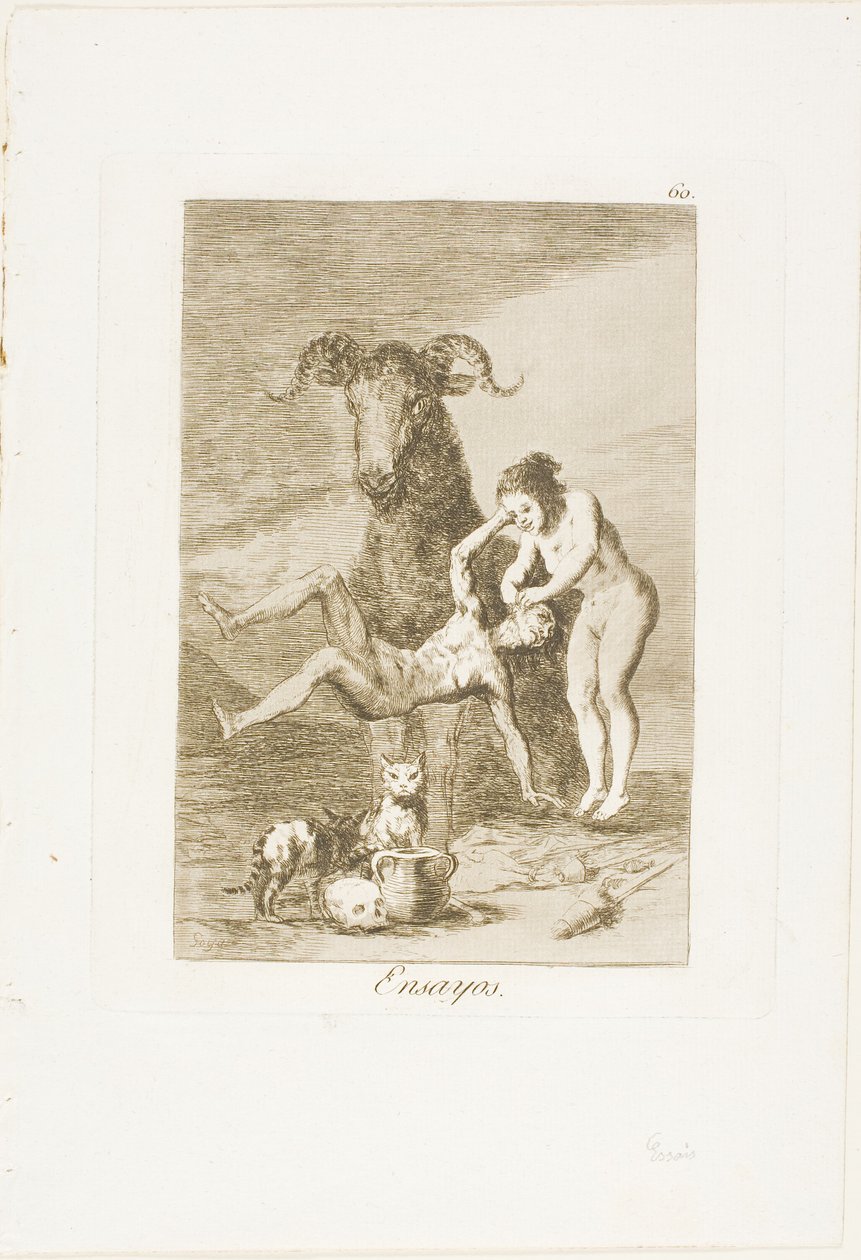 Pokusy, deska 60 z Los Caprichos od Francisco Jose de Goya y Lucientes