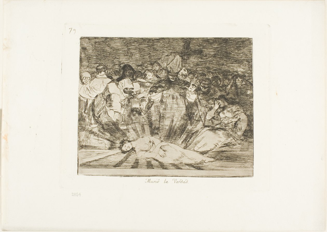 Pravda zemřela, deska 79 z The Disasters of War od Francisco Jose de Goya y Lucientes
