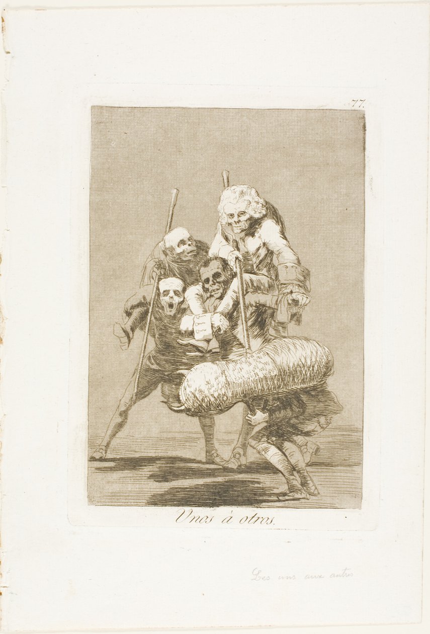 Co jeden dělá druhému, deska 77 z Los Caprichos od Francisco Jose de Goya y Lucientes