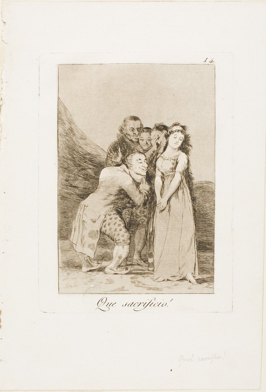 What a Sacrifice!, deska 14 z Los Caprichos od Francisco Jose de Goya y Lucientes