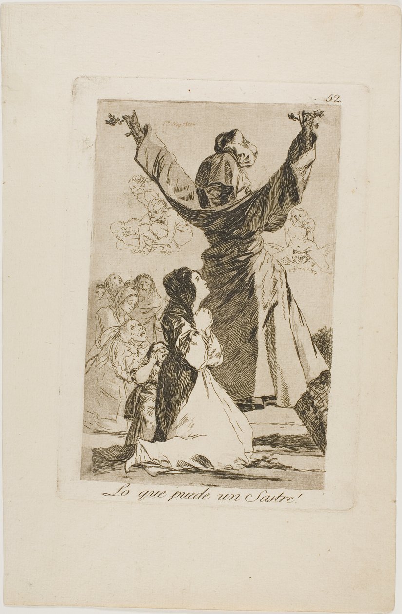 What a Tailor Can Do!, deska 52 z Los Caprichos od Francisco Jose de Goya y Lucientes
