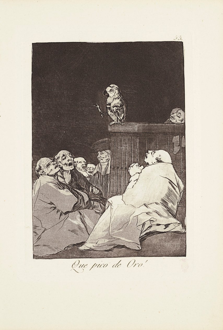 Jaký zlatý zobák! (Que pico de oro) Talíř 53 z: Los Caprichos od Francisco Jose de Goya y Lucientes