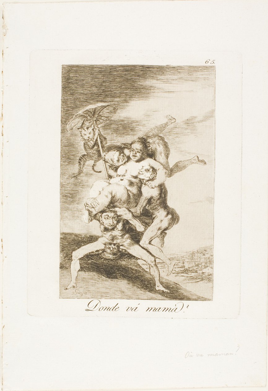 Kam jde matka?, deska 65 z Los Caprichos od Francisco Jose de Goya y Lucientes