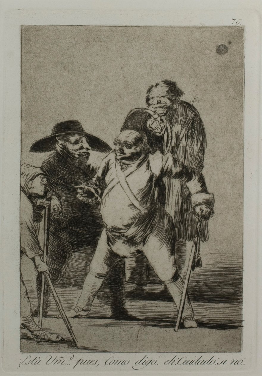 Rozumíš? ... no, jak říkám... eh! Pozor! jinak..., deska 76, z Los Caprichos od Francisco Jose de Goya y Lucientes