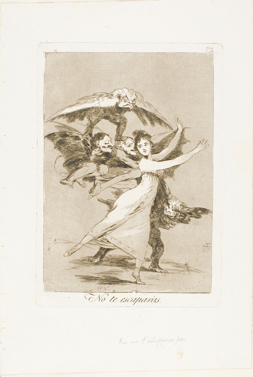 Neutečeš, deska 72 z Los Caprichos od Francisco Jose de Goya y Lucientes
