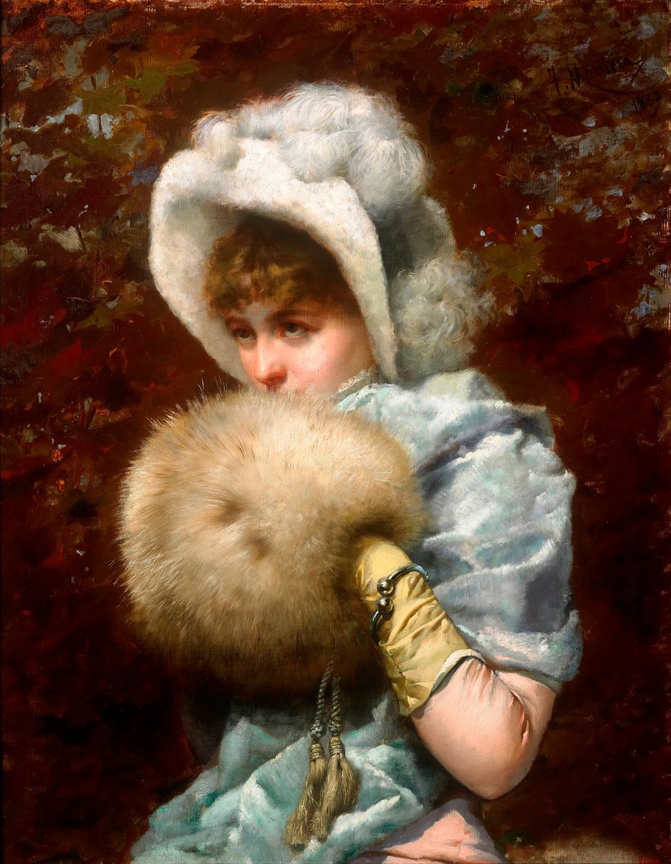 Zima (Hiver) - Obraz Francesca Masriera y Manovens (1842-1902) - 1882 - Olej na plátně - 79x62 - Museu Nacional d