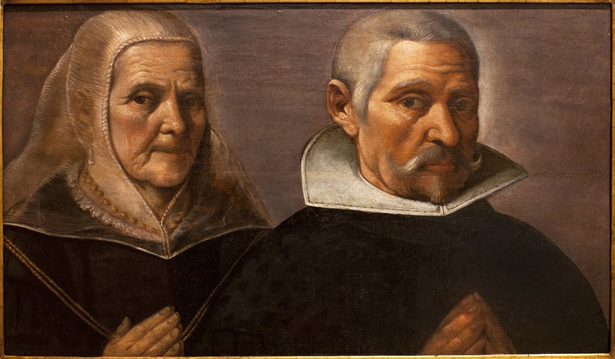 Portrét modlícího se páru věku. Obraz Francisco Pacheco (1564-1644), kolem roku 1630. Muzeum výtvarných umění v Seville, Španělsko. od Francisco Pacheco