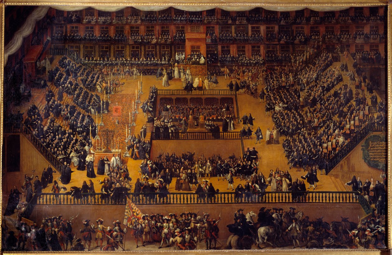 Ceny inkvizice: „“ Autodafe na Plaza Mayor v Madridu za přítomnosti Karla II. (Carlos II. od Francisco Rizi