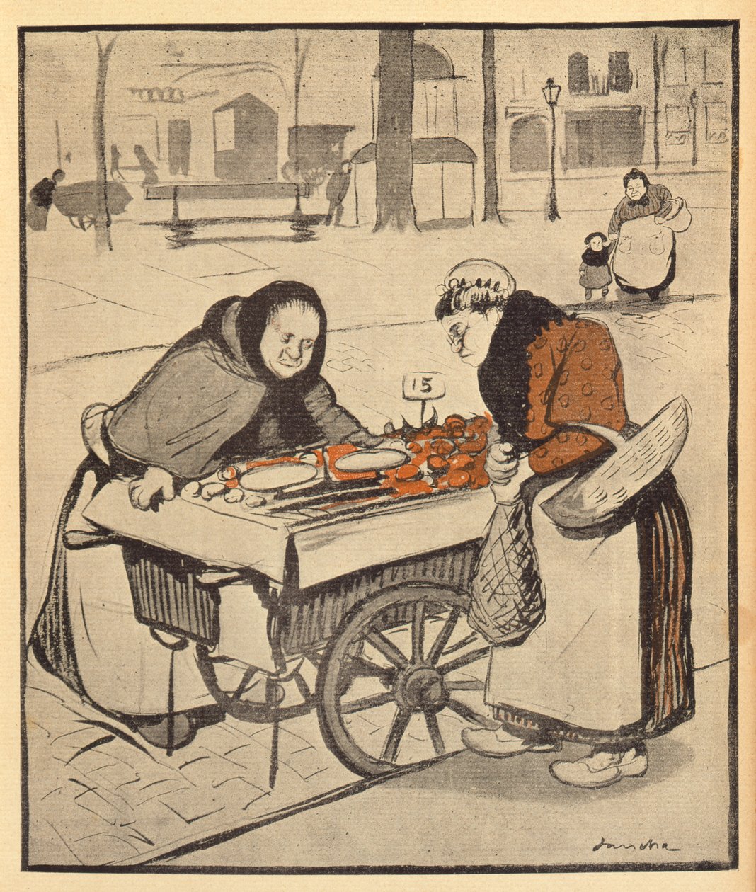 To se mi zdá trochu drahé, z LAssiette au Beurre, 8. března 1902 (barevná rytina) od Francisco Sancha y Lengo
